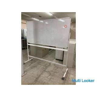 Used double-sided whiteboard 1800 ⅹ 900 180 cm x 90 cm with casters Double-sided plain self-supporti